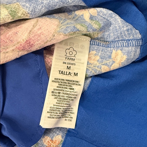 Farm Rio Blue Summer Fruit Scarf Euroflax™ Premium Linen Mini Dress - Picture 6 of 6